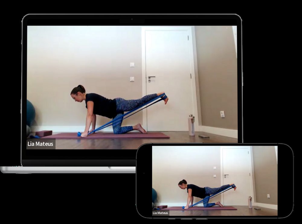 1 aula ao vivo de Pilates por mês